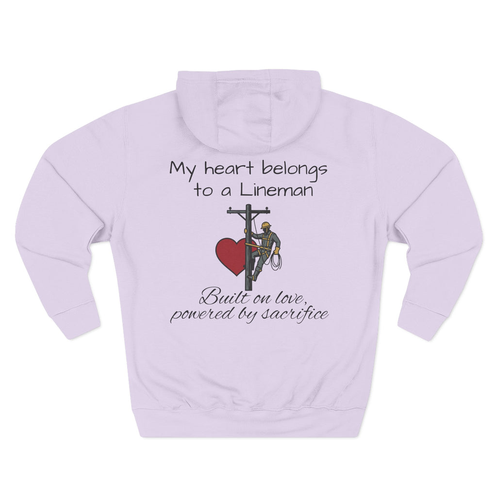 Lineman Heart Hoodie — “My Heart Belongs to a Lineman” Fleece Pullover