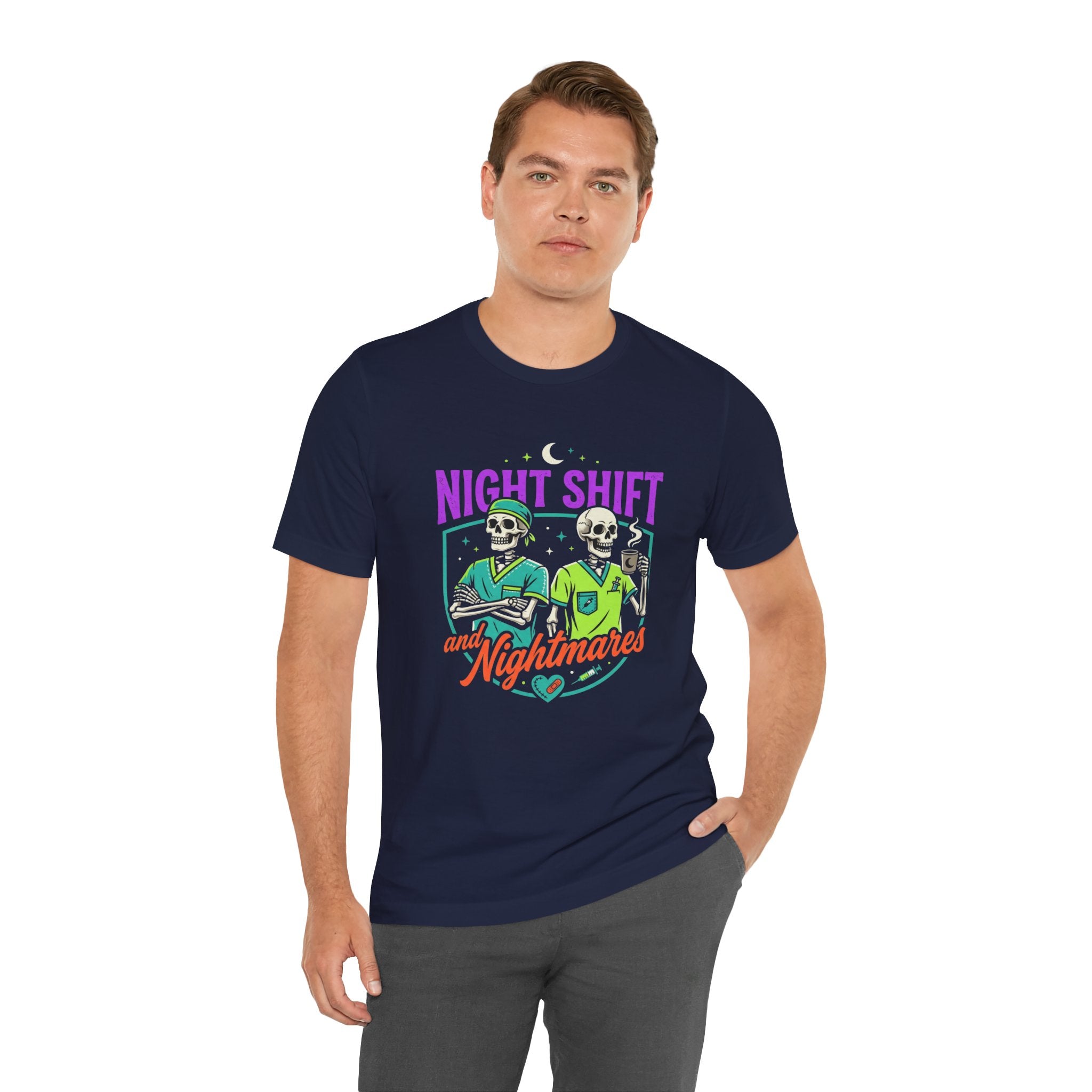 Night Shift and Nightmares Tee — Funny Nurse Skeletons Emergency Medical Shirt