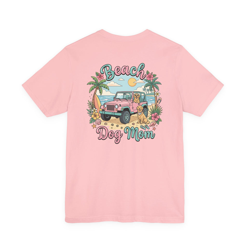 Beach Dog Mom T‑Shirt — Retro Jeep & Palm Tree Graphic