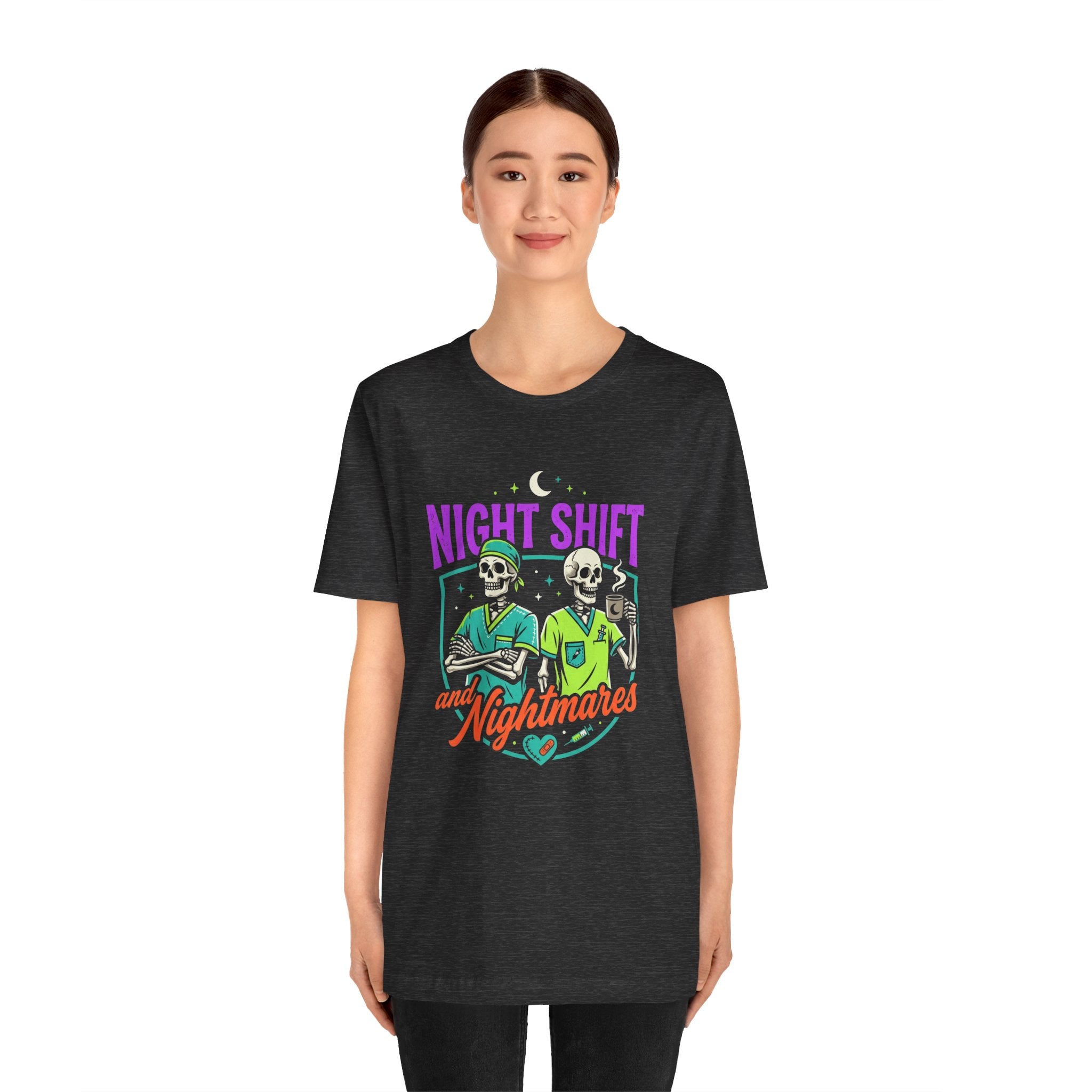 Night Shift and Nightmares Tee — Funny Nurse Skeletons Emergency Medical Shirt