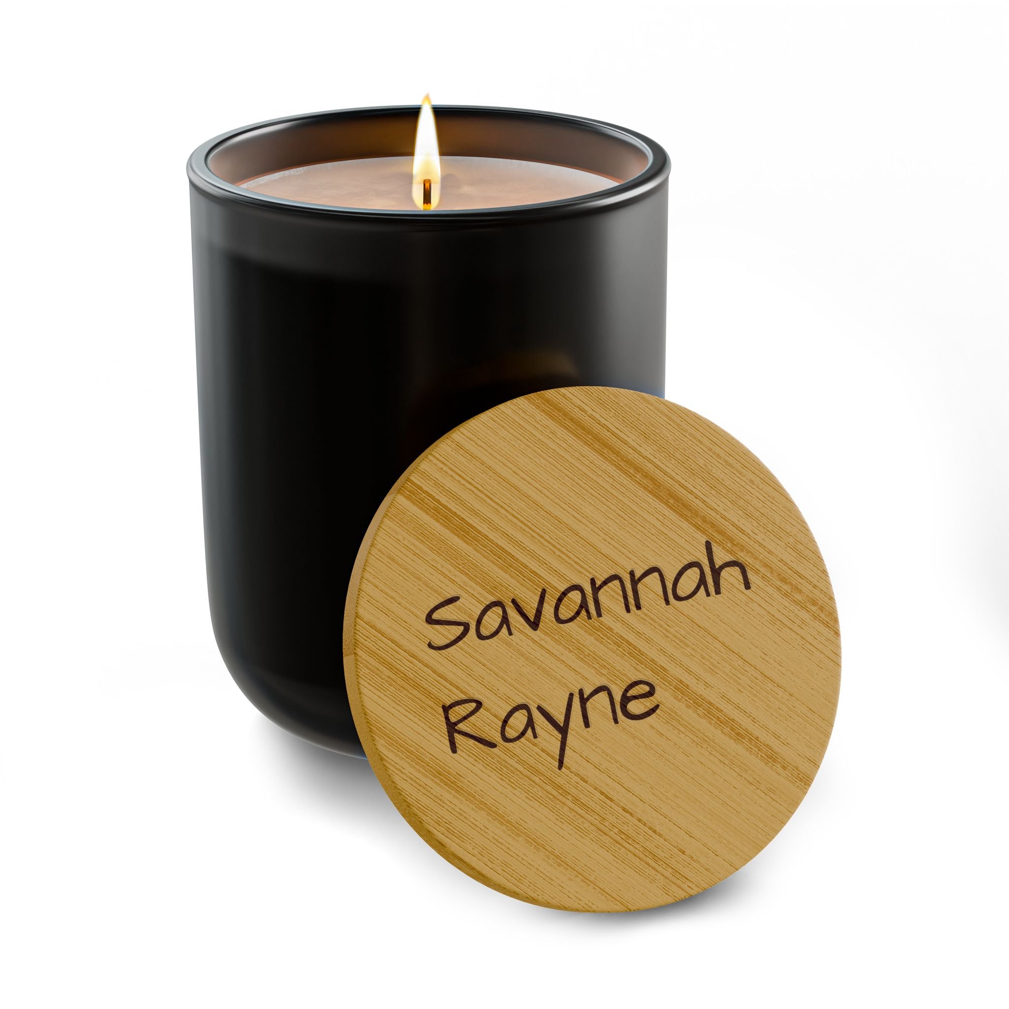 Personalized Engraved Soy Candle — 14oz Scented Candle with Bamboo Lid