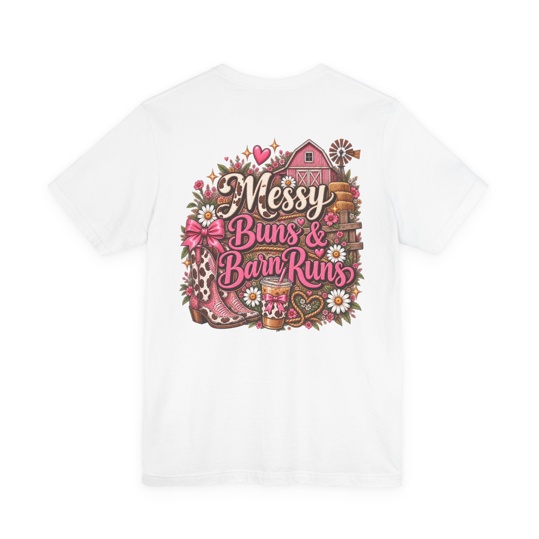 Messy Buns & Barn Runs Tee — Cute Farm Girl Graphic T-Shirt