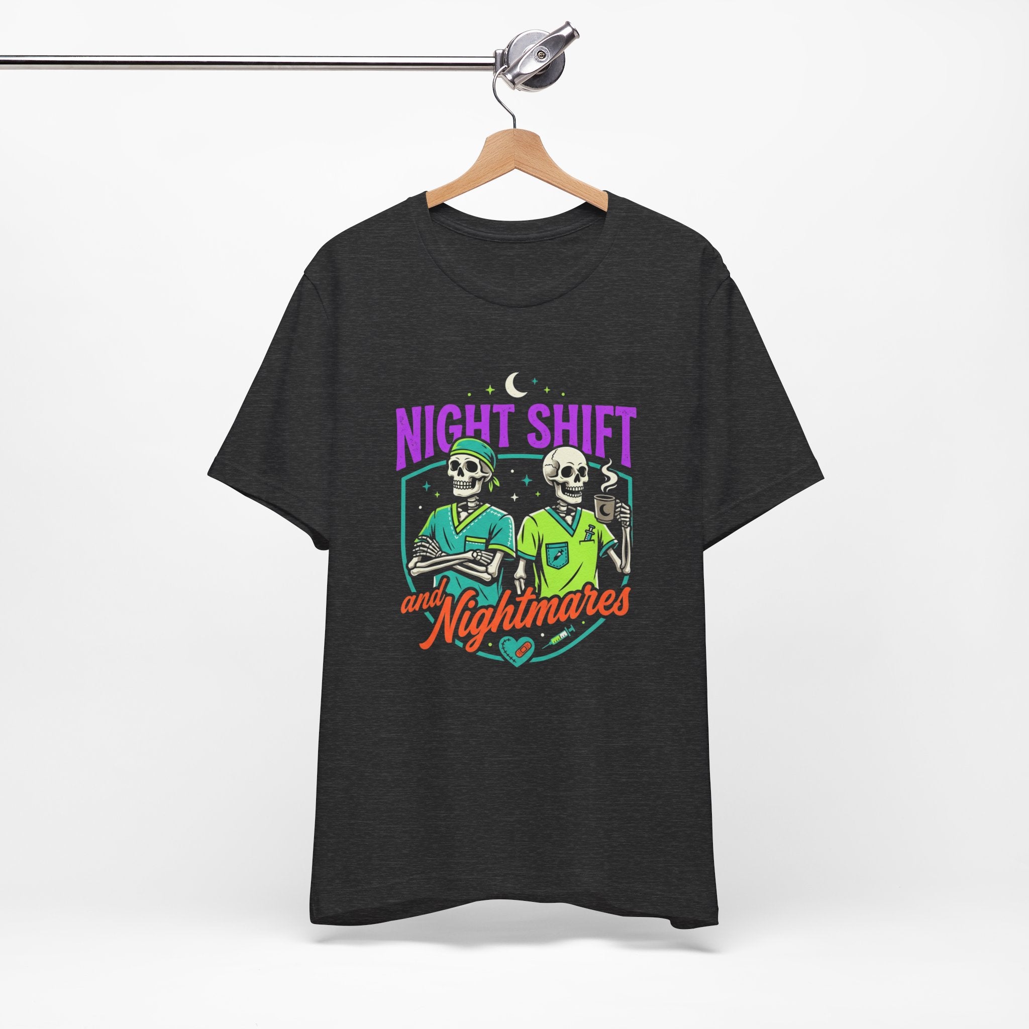 Night Shift and Nightmares Tee — Funny Nurse Skeletons Emergency Medical Shirt