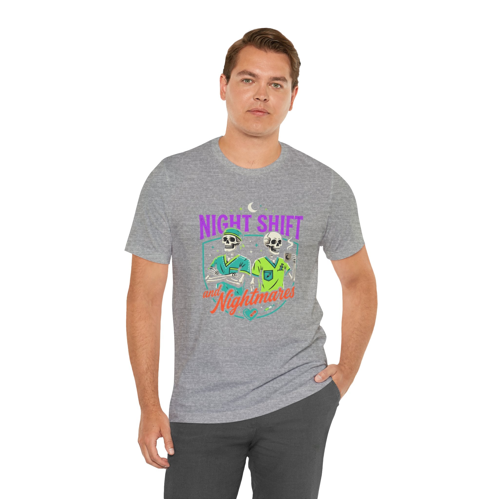 Night Shift and Nightmares Tee — Funny Nurse Skeletons Emergency Medical Shirt