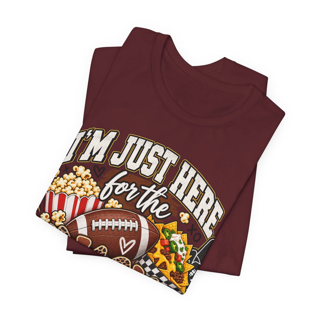 Snack-Lover Football Tee – "I'm Just Here for the Snacks" Graphic T-Shirt