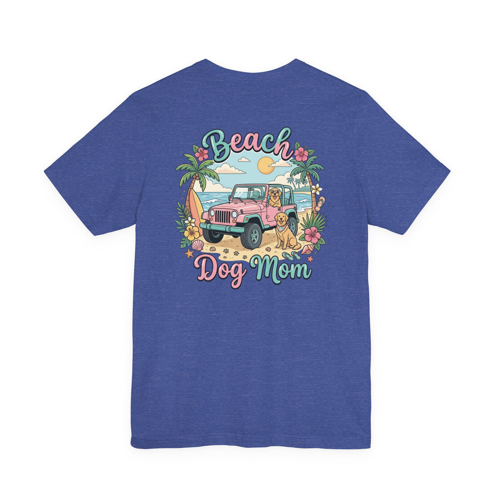 Beach Dog Mom T‑Shirt — Retro Jeep & Palm Tree Graphic