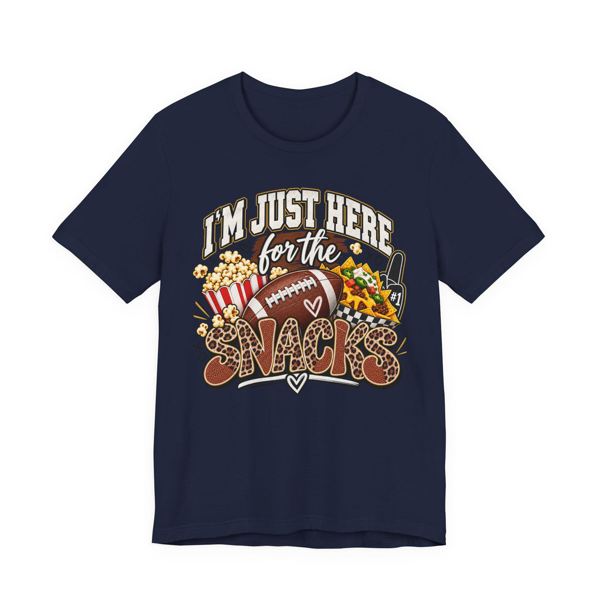 Snack-Lover Football Tee – "I'm Just Here for the Snacks" Graphic T-Shirt