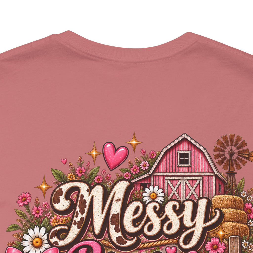 Messy Buns & Barn Runs Tee — Cute Farm Girl Graphic T-Shirt