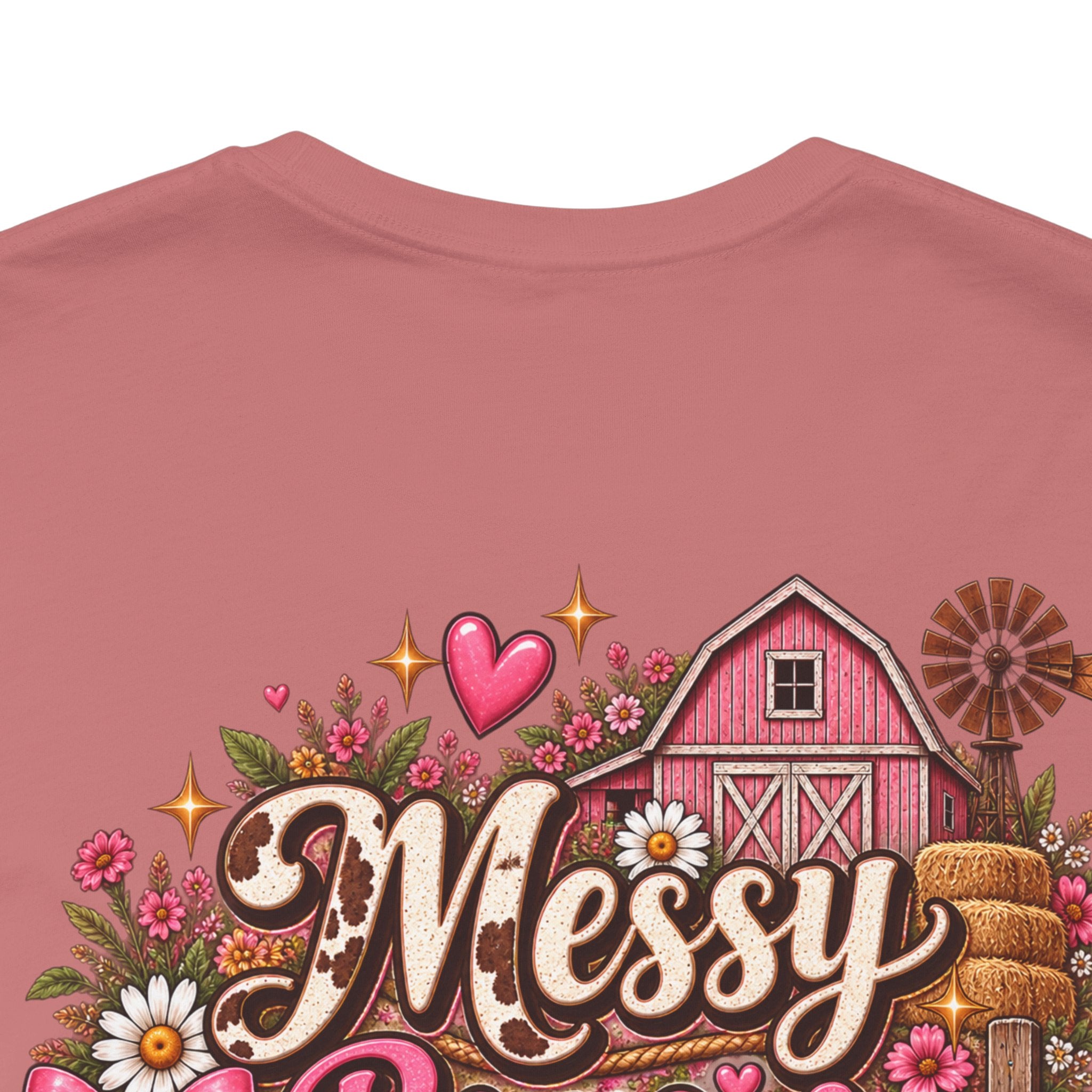 Messy Buns & Barn Runs Tee — Cute Farm Girl Graphic T-Shirt