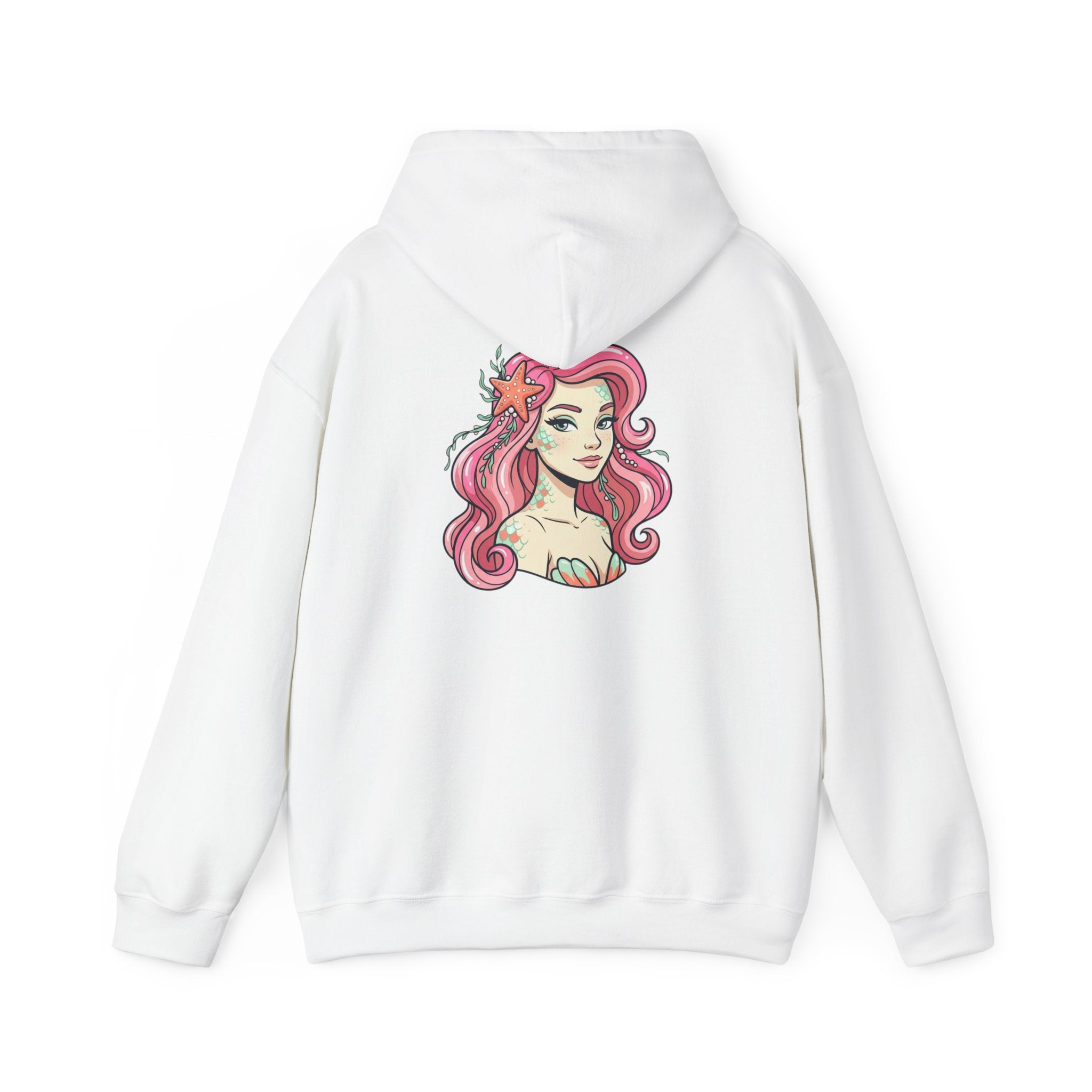 Mermaid Portrait Hoodie – Pink Sea Siren Graphic Hooded Sweatshirt