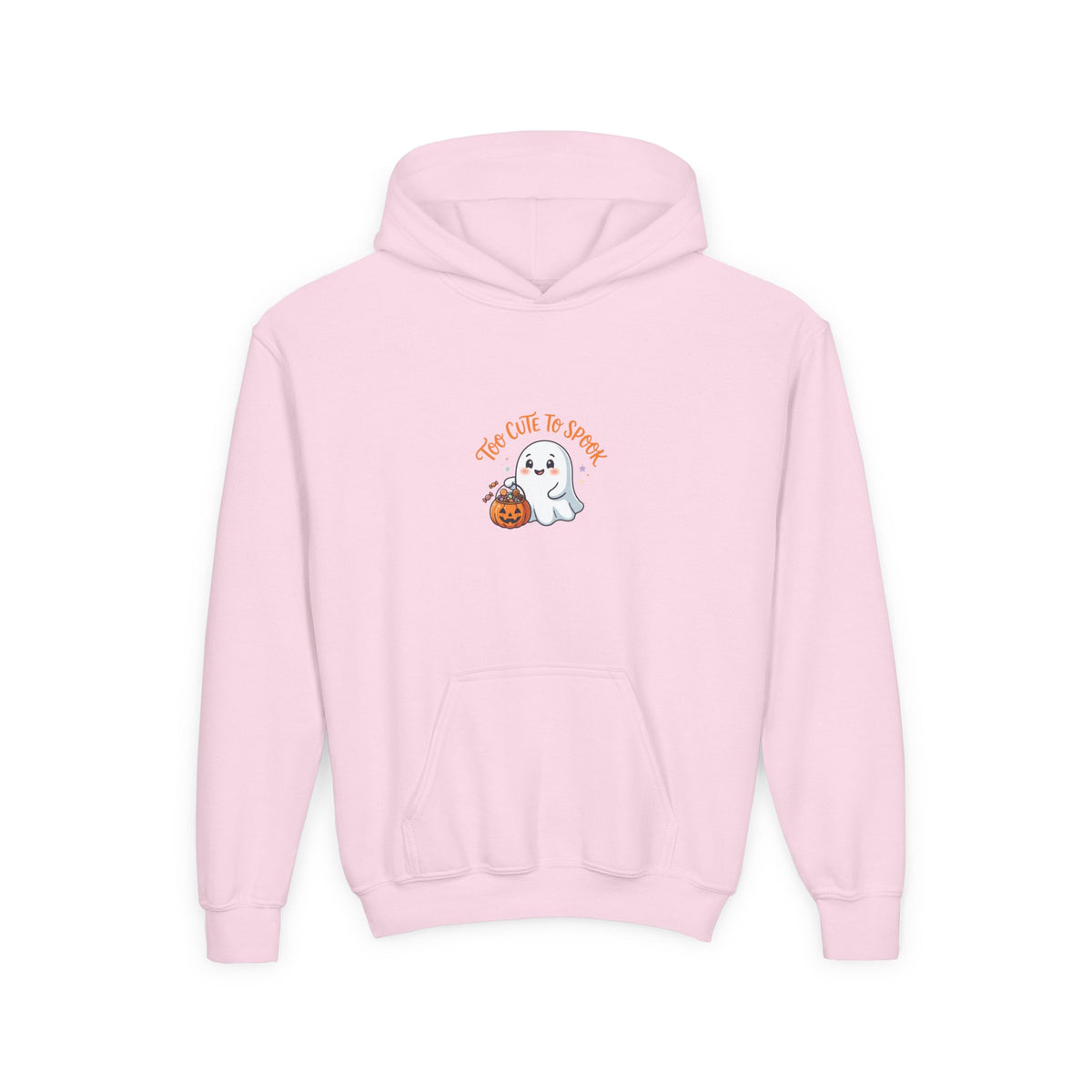 Youth Halloween Ghost Hoodie - "Too Cute to Spook" Kids Pullover