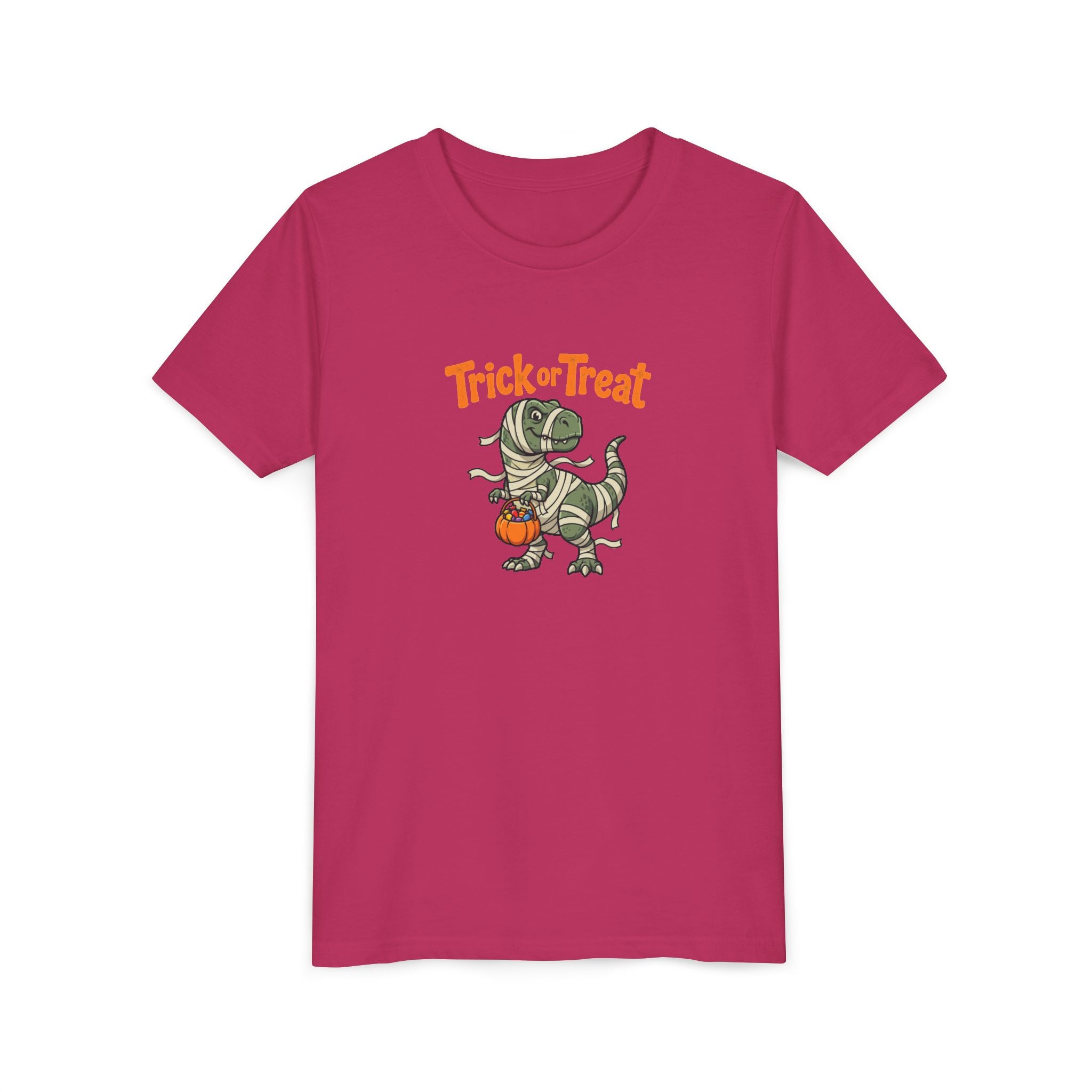 Youth Tee — Mummy Dino 'Trick or Treat' Halloween Shirt