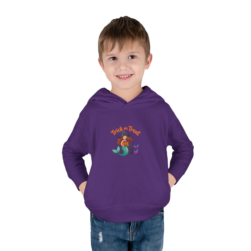 Toddler Halloween Mermaid Hoodie – "Trick or Treat" Witch & Black Cat Pullover