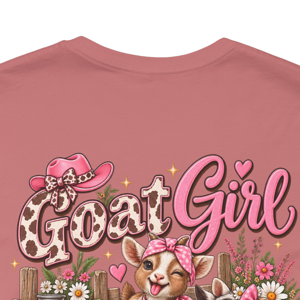 Goat Girl Social Club T-Shirt — Cute Pink Floral Farm Animal Tee