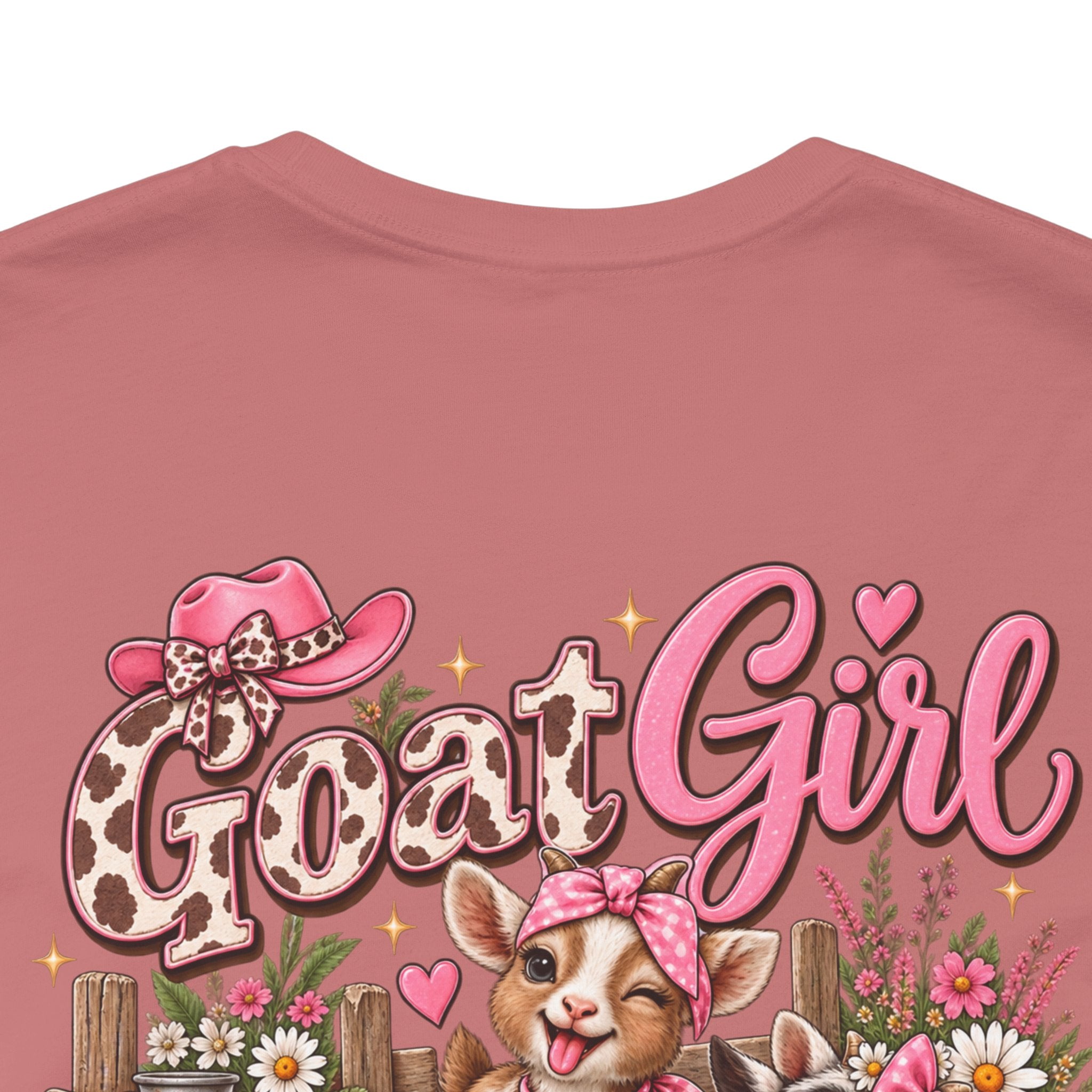 Goat Girl Social Club T-Shirt — Cute Pink Floral Farm Animal Tee