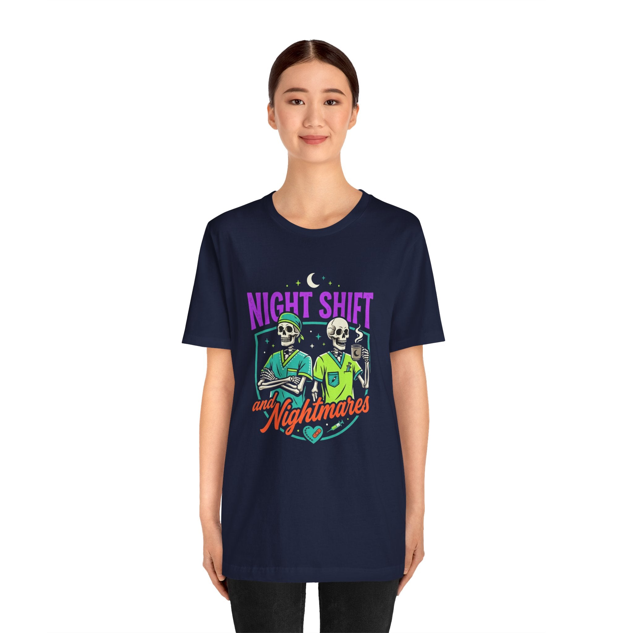 Night Shift and Nightmares Tee — Funny Nurse Skeletons Emergency Medical Shirt
