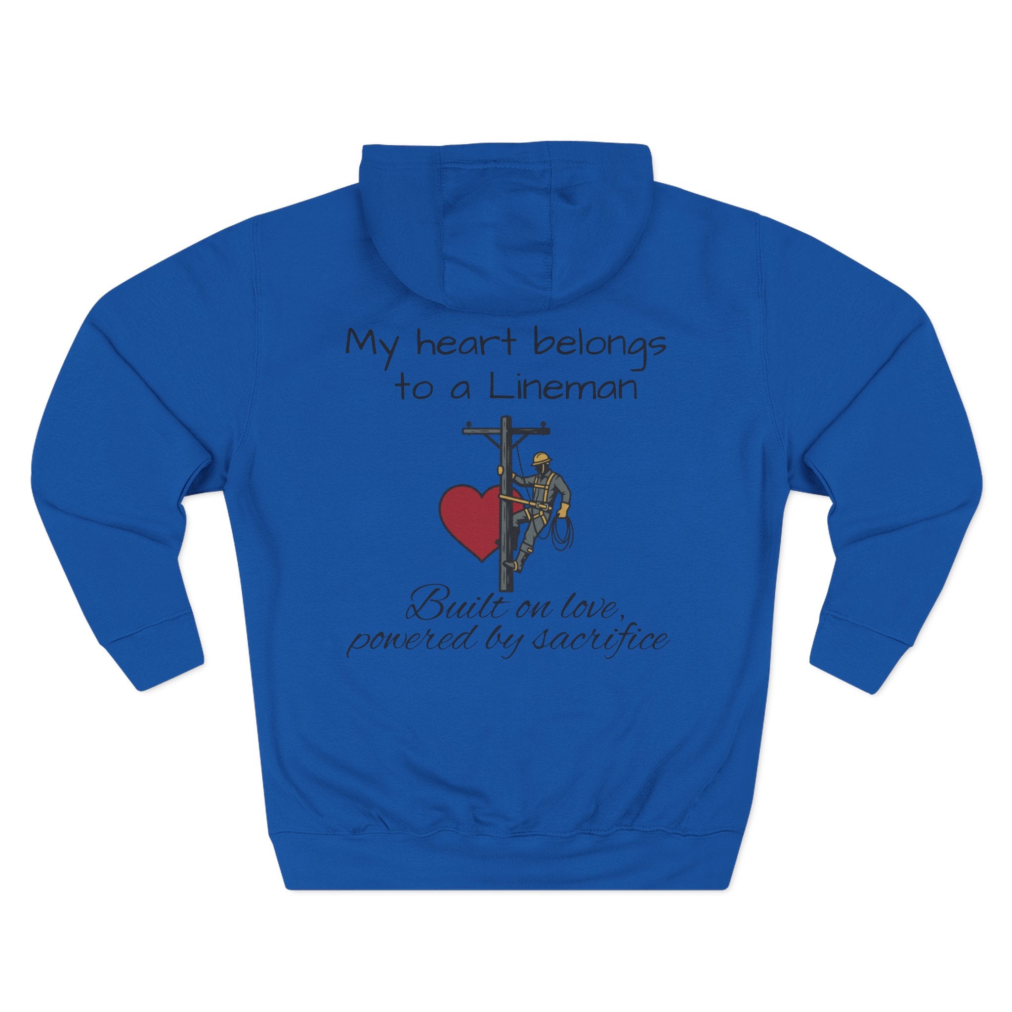 Lineman Heart Hoodie — “My Heart Belongs to a Lineman” Fleece Pullover