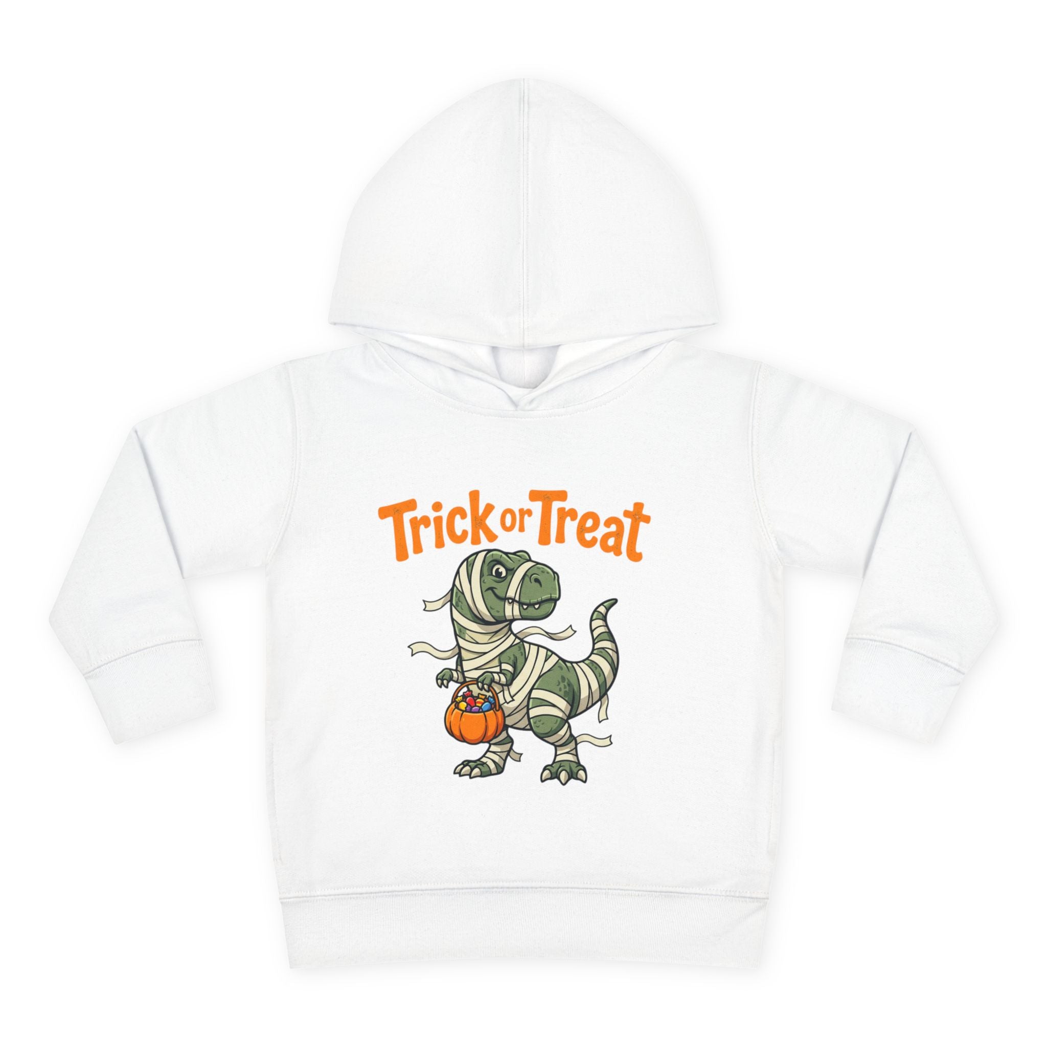 Toddler Halloween Mummy Dino Hoodie — "Trick or Treat" Pumpkin Pullover