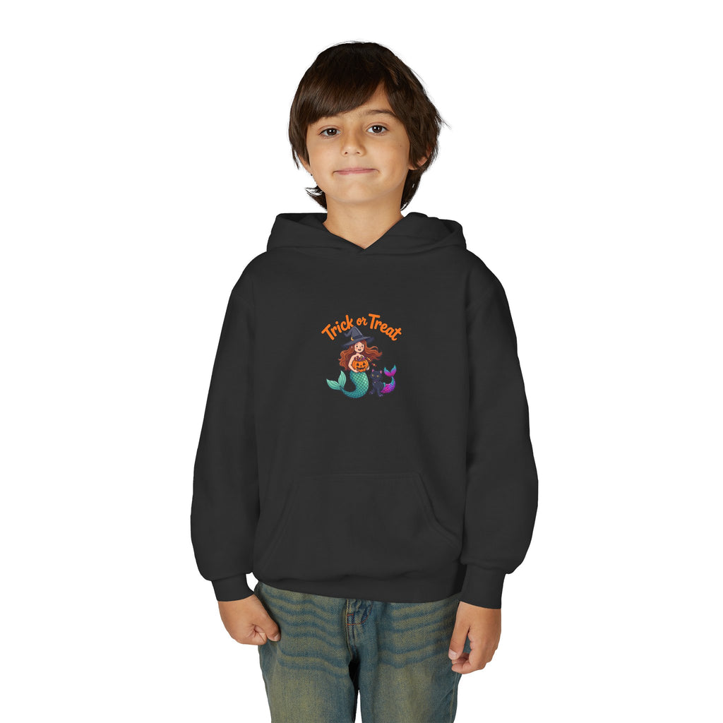 Youth Halloween Mermaid Hoodie – "Trick or Treat" Witch Mermaid Kids Pullover