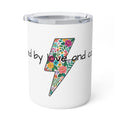 Floral Lightning Bolt Insulated Coffee Mug — "Powered by Love and Coffee" 10oz