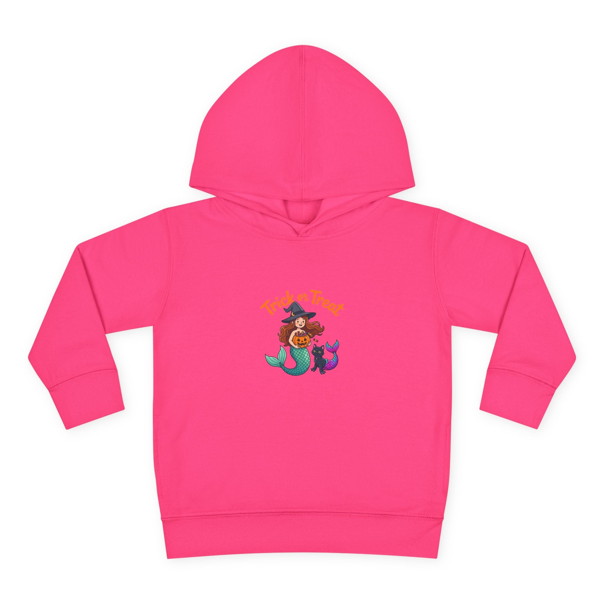 Toddler Halloween Mermaid Hoodie – "Trick or Treat" Witch & Black Cat Pullover