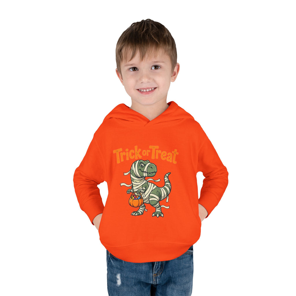 Toddler Halloween Mummy Dino Hoodie — "Trick or Treat" Pumpkin Pullover