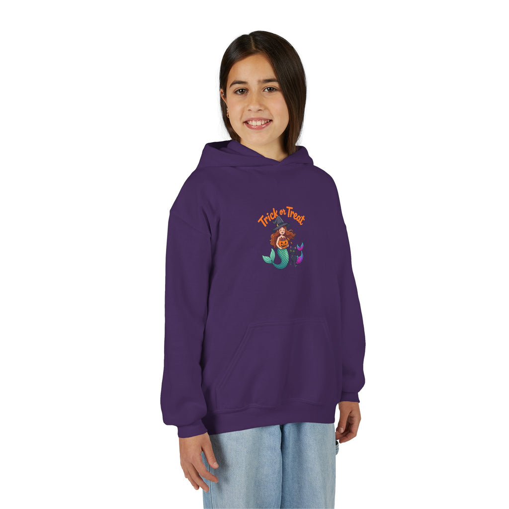 Youth Halloween Mermaid Hoodie – "Trick or Treat" Witch Mermaid Kids Pullover