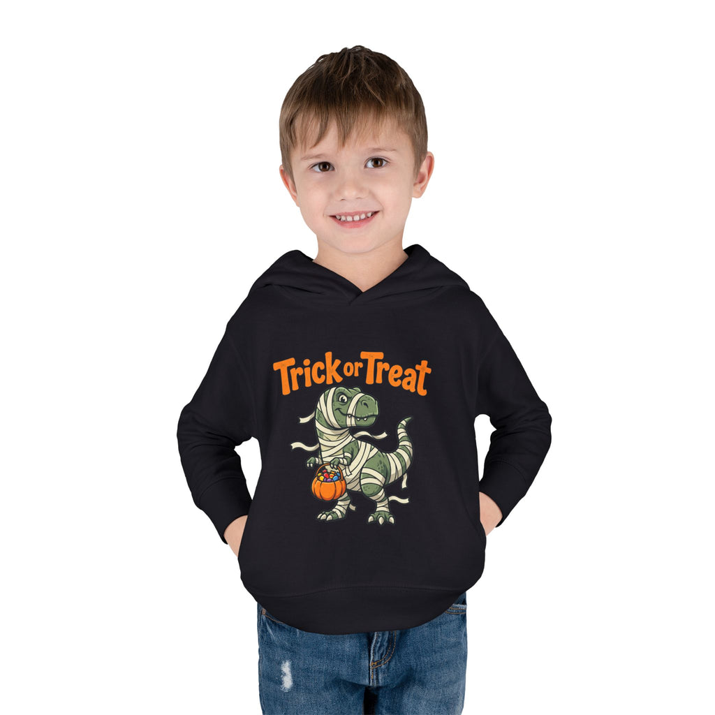 Toddler Halloween Mummy Dino Hoodie — "Trick or Treat" Pumpkin Pullover