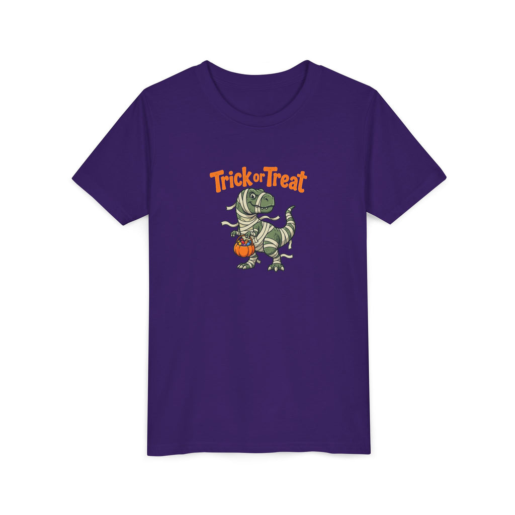 Youth Tee — Mummy Dino 'Trick or Treat' Halloween Shirt