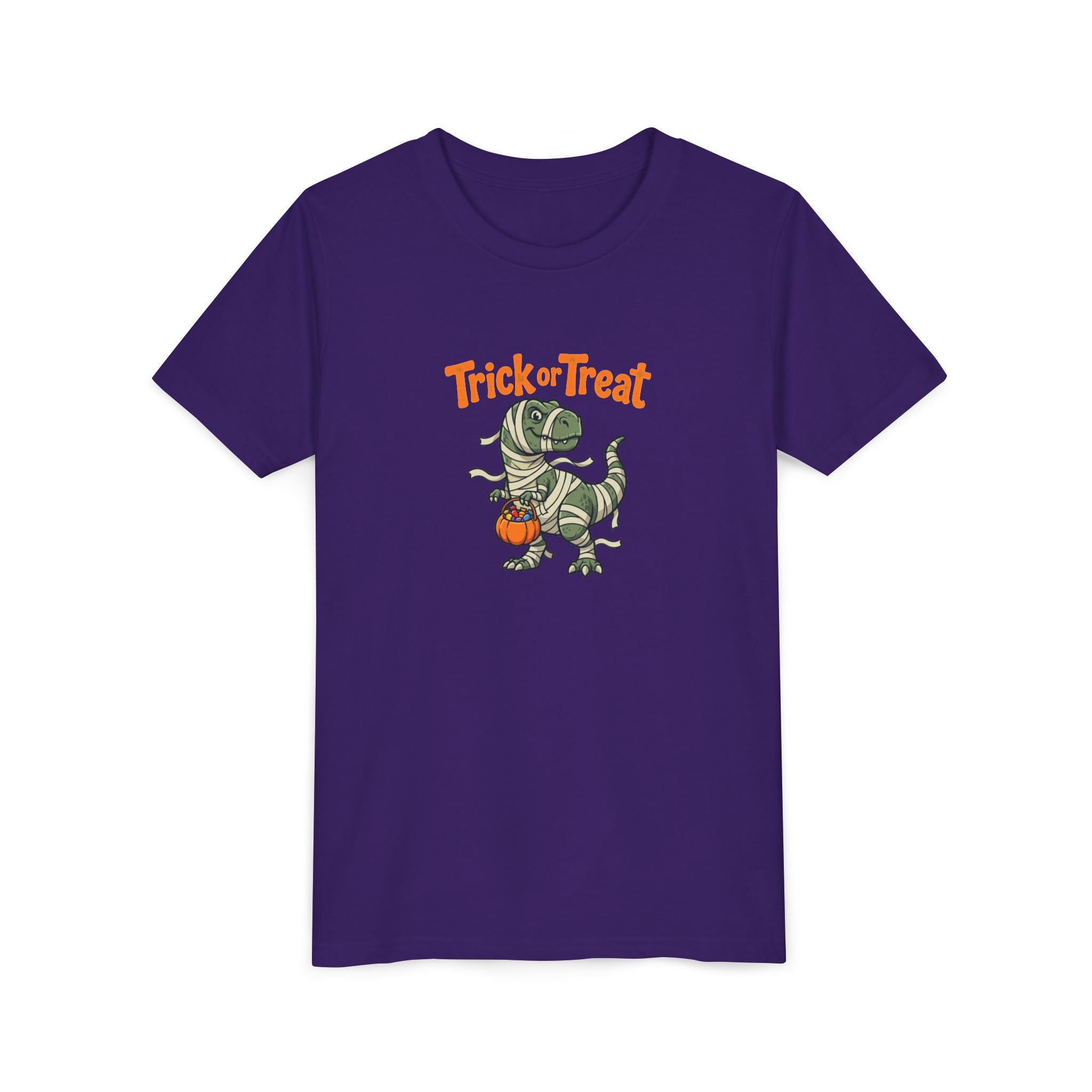 Youth Tee — Mummy Dino 'Trick or Treat' Halloween Shirt