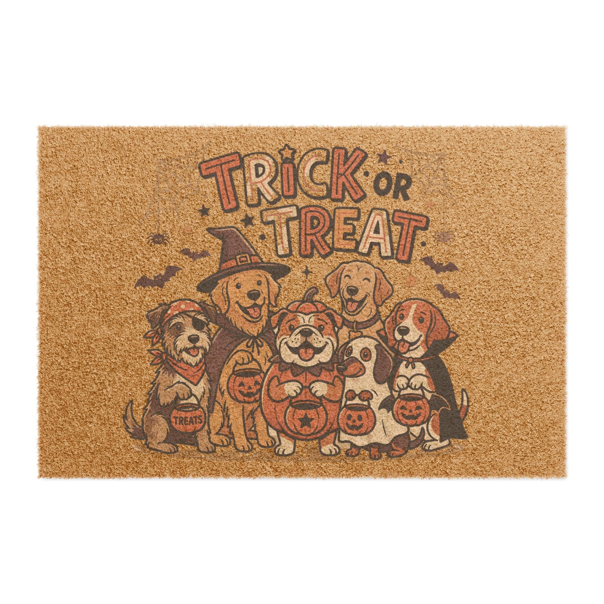 Halloween Trick or Treat Doormat – Festive Pumpkin, Ghosts & Candy Entrance Mat