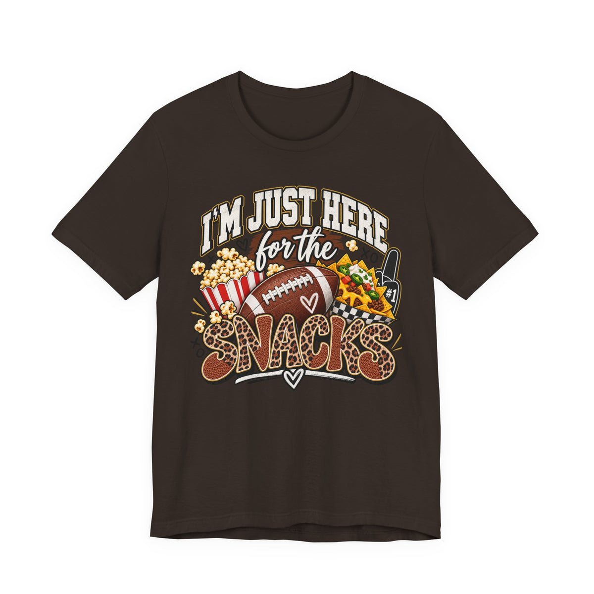 Snack-Lover Football Tee – "I'm Just Here for the Snacks" Graphic T-Shirt