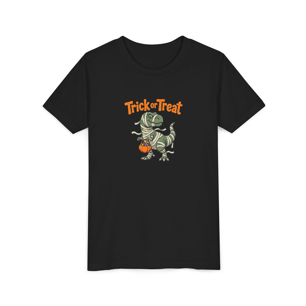 Youth Tee — Mummy Dino 'Trick or Treat' Halloween Shirt