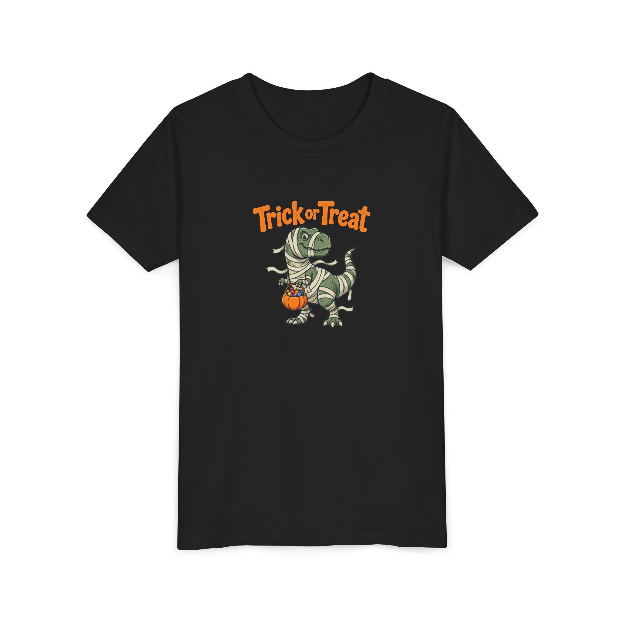 Youth Tee — Mummy Dino 'Trick or Treat' Halloween Shirt