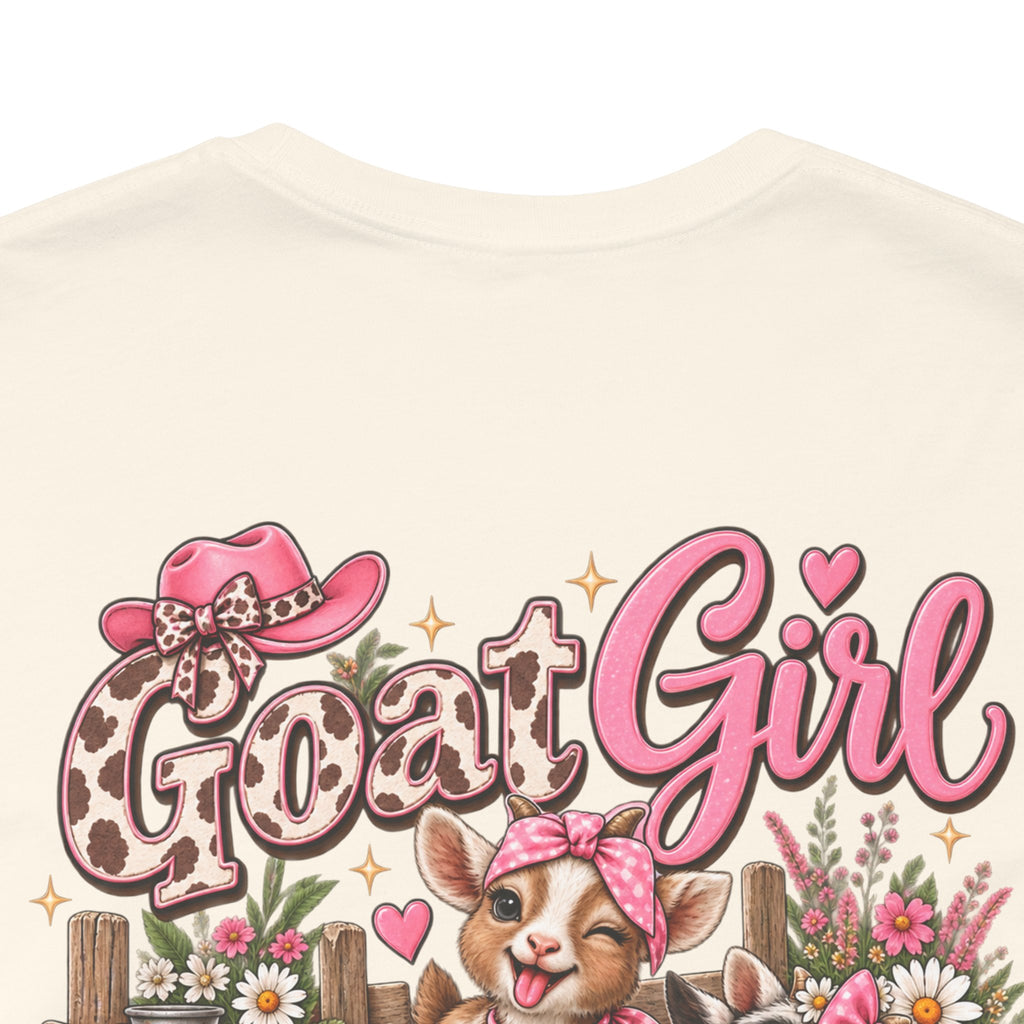 Goat Girl Social Club T-Shirt — Cute Pink Floral Farm Animal Tee