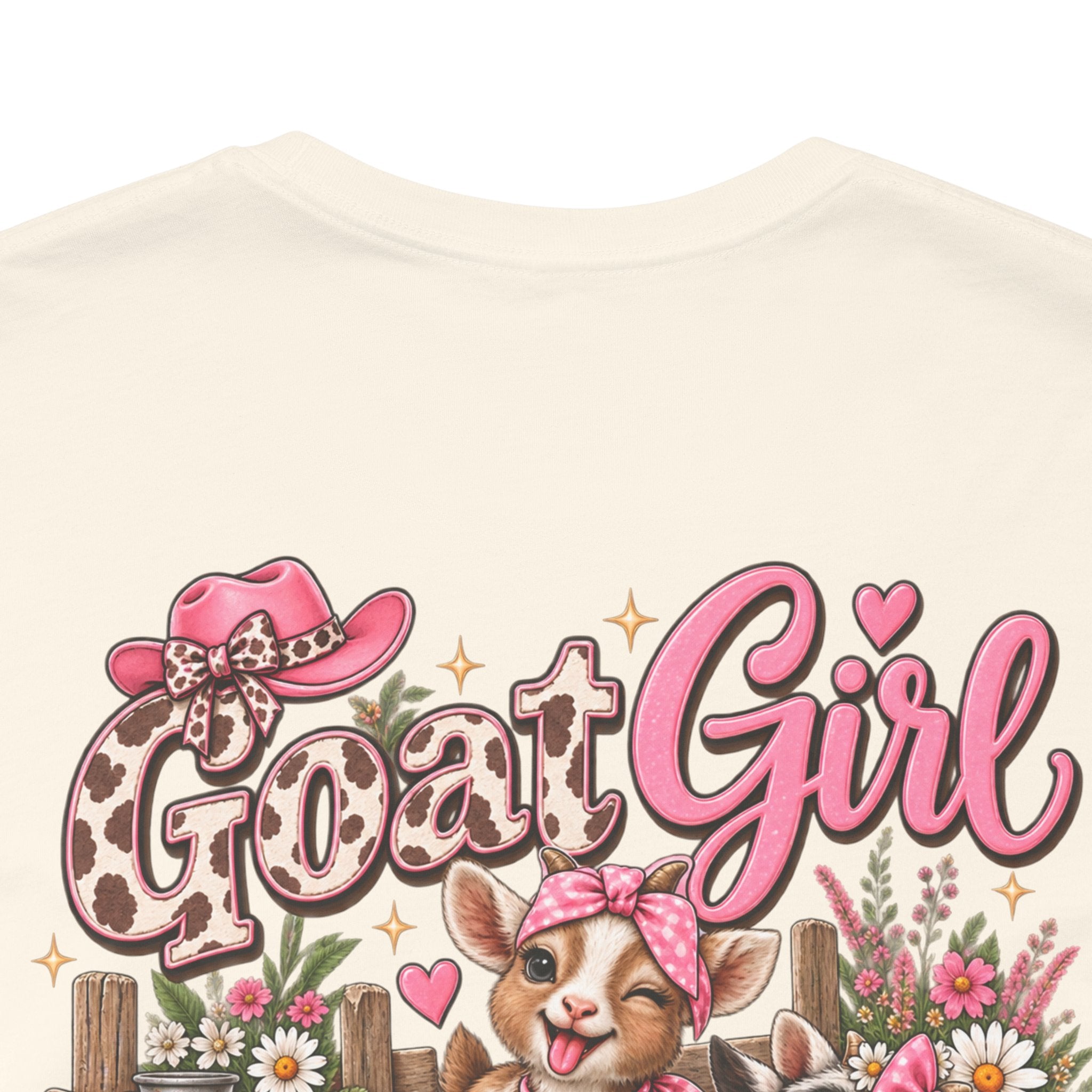 Goat Girl Social Club T-Shirt — Cute Pink Floral Farm Animal Tee