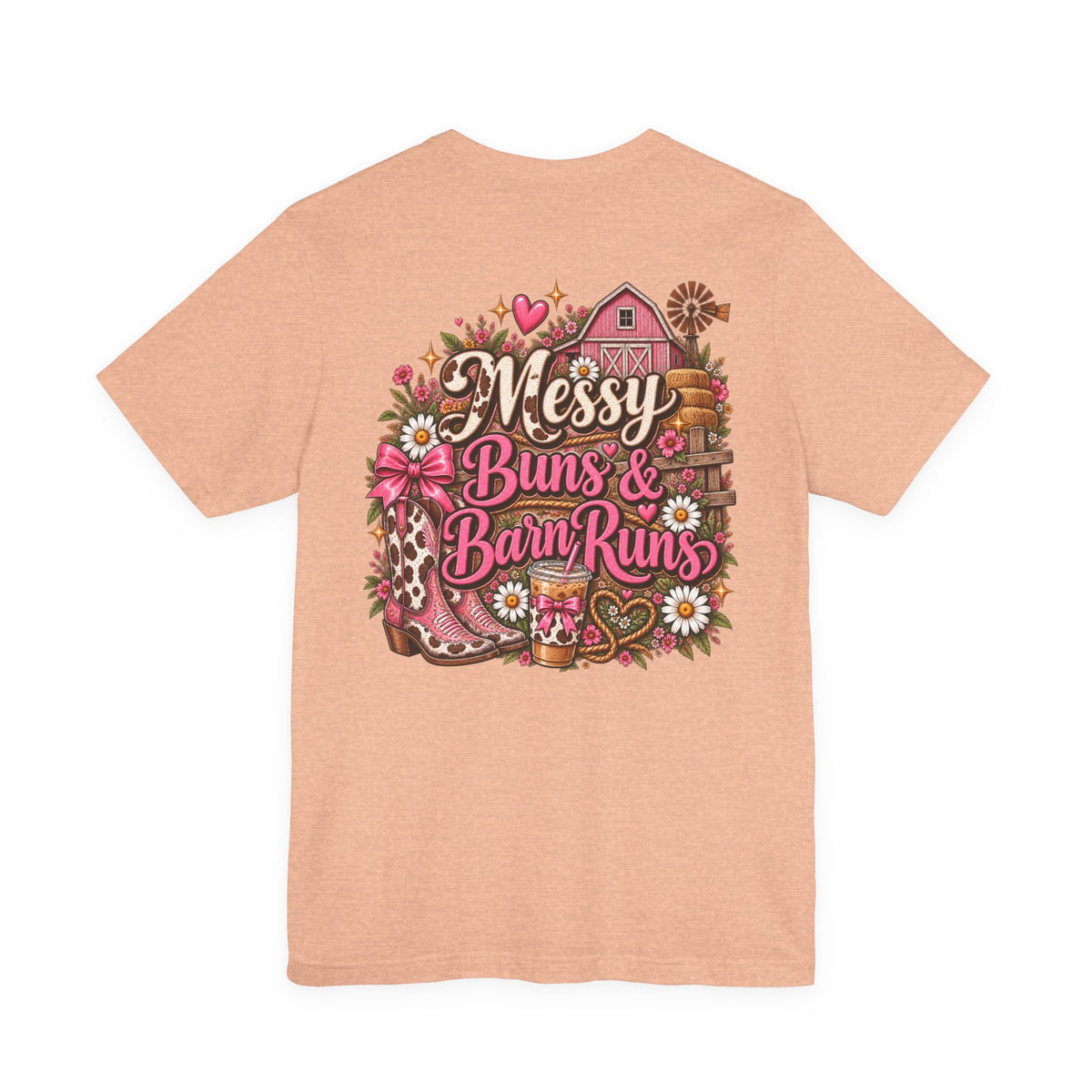 Messy Buns & Barn Runs Tee — Cute Farm Girl Graphic T-Shirt