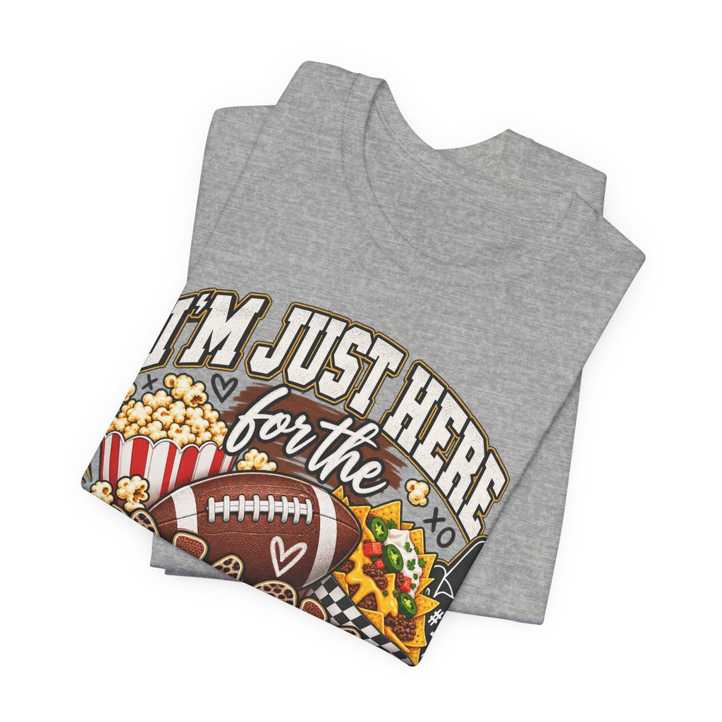 Snack-Lover Football Tee – "I'm Just Here for the Snacks" Graphic T-Shirt