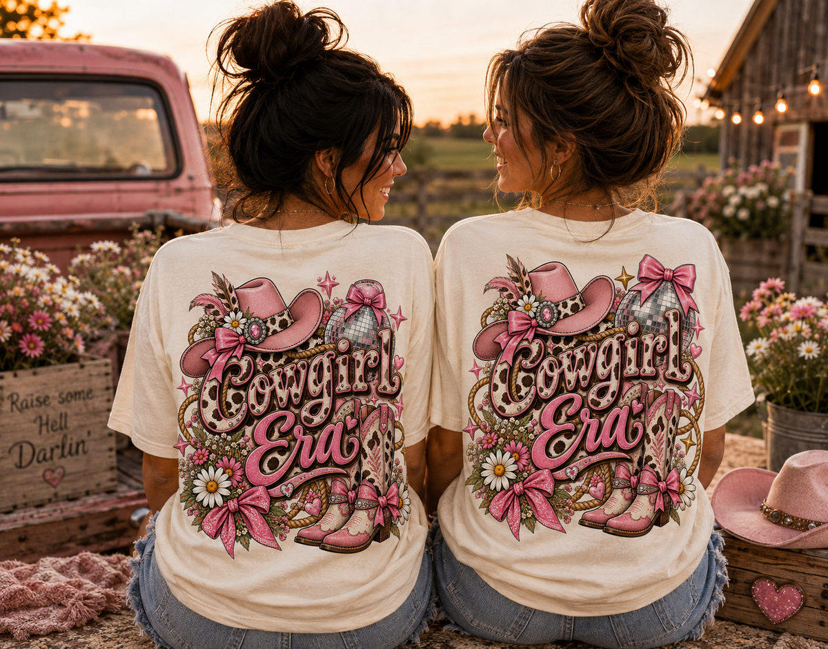 Cowgirl Era Tee — Pink Western Cowgirl Graphic T-Shirt