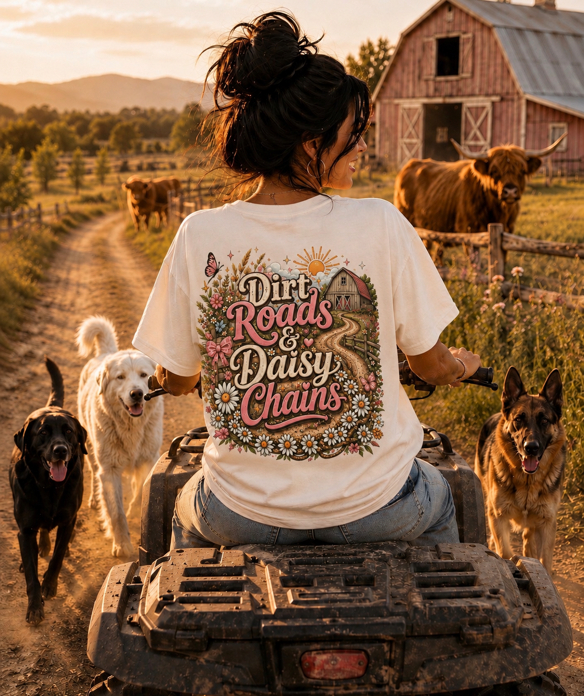 Dirt Roads & Daisy Chains Tee — Floral Country Graphic T-Shirt