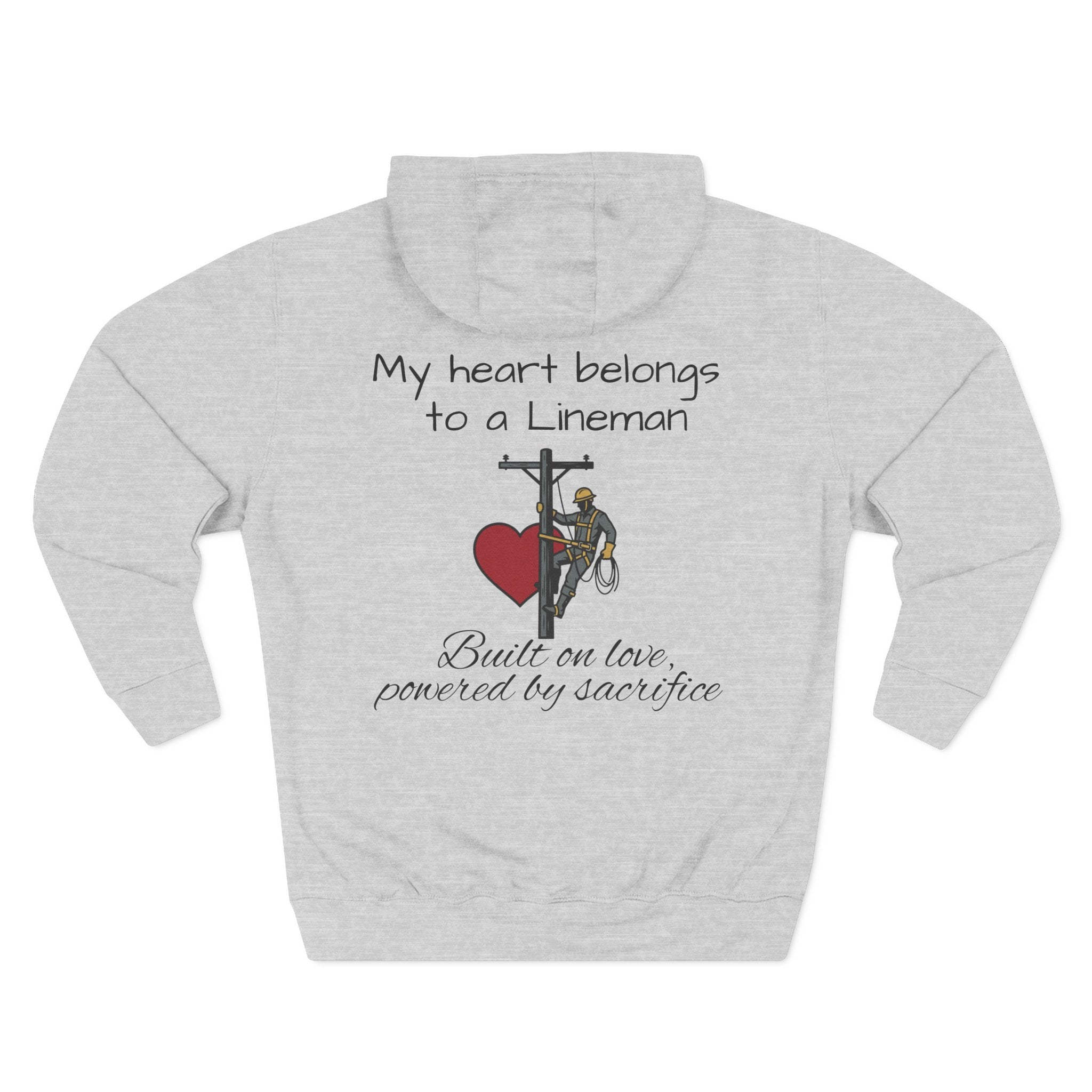 Lineman Heart Hoodie — “My Heart Belongs to a Lineman” Fleece Pullover