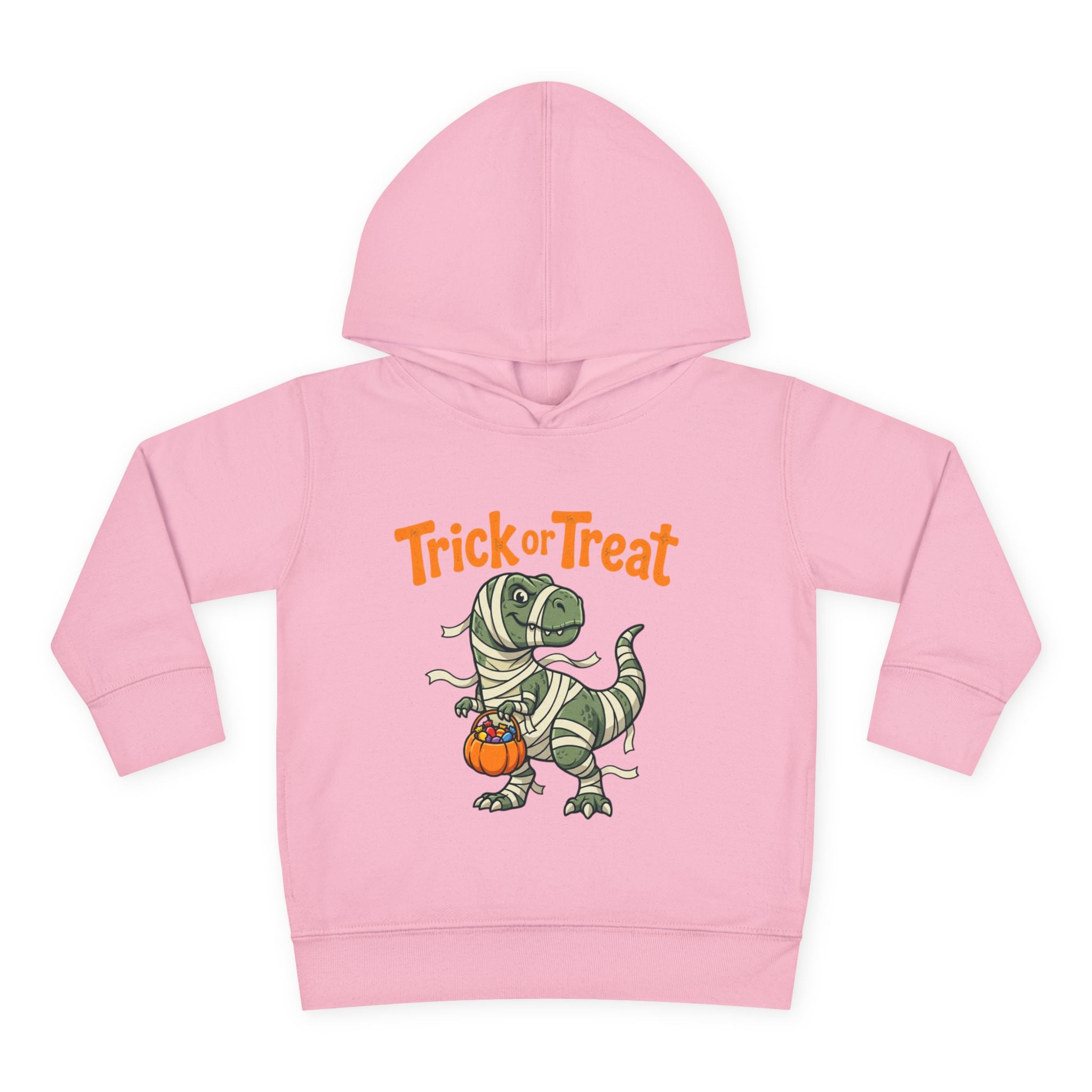 Toddler Halloween Mummy Dino Hoodie — "Trick or Treat" Pumpkin Pullover
