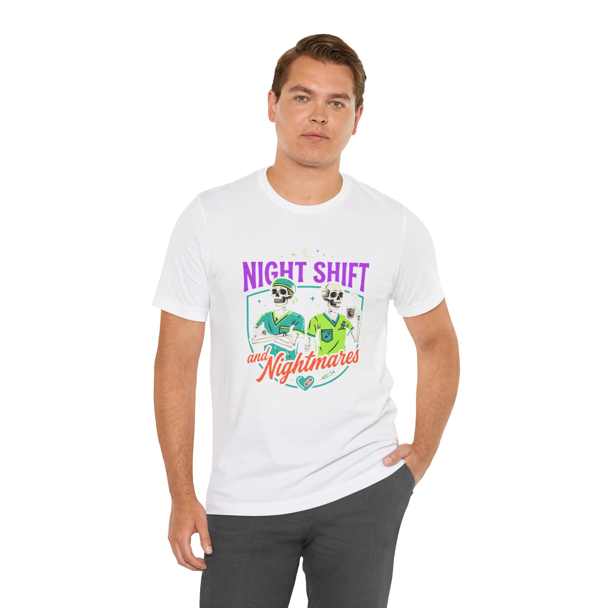 Night Shift and Nightmares Tee — Funny Nurse Skeletons Emergency Medical Shirt