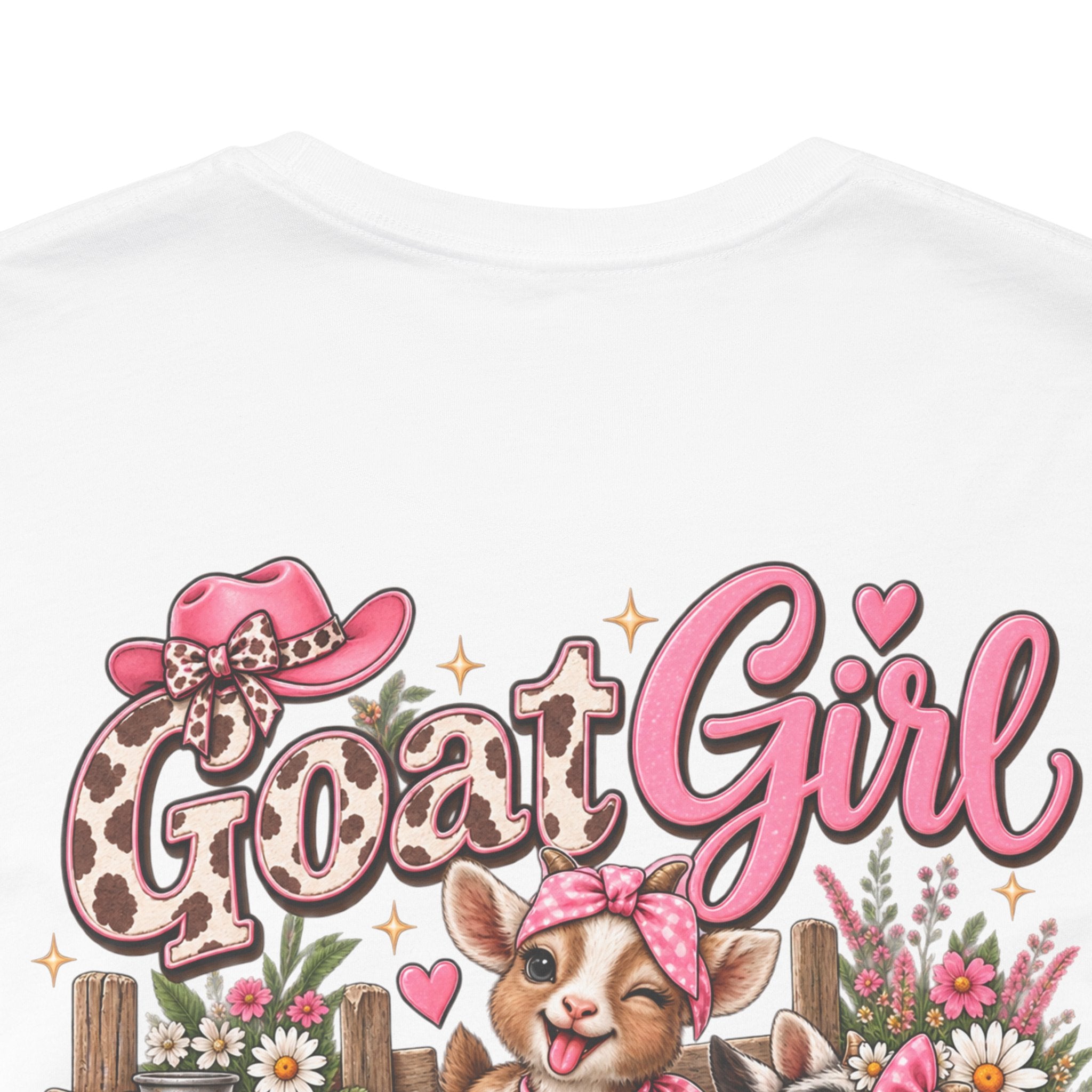 Goat Girl Social Club T-Shirt — Cute Pink Floral Farm Animal Tee
