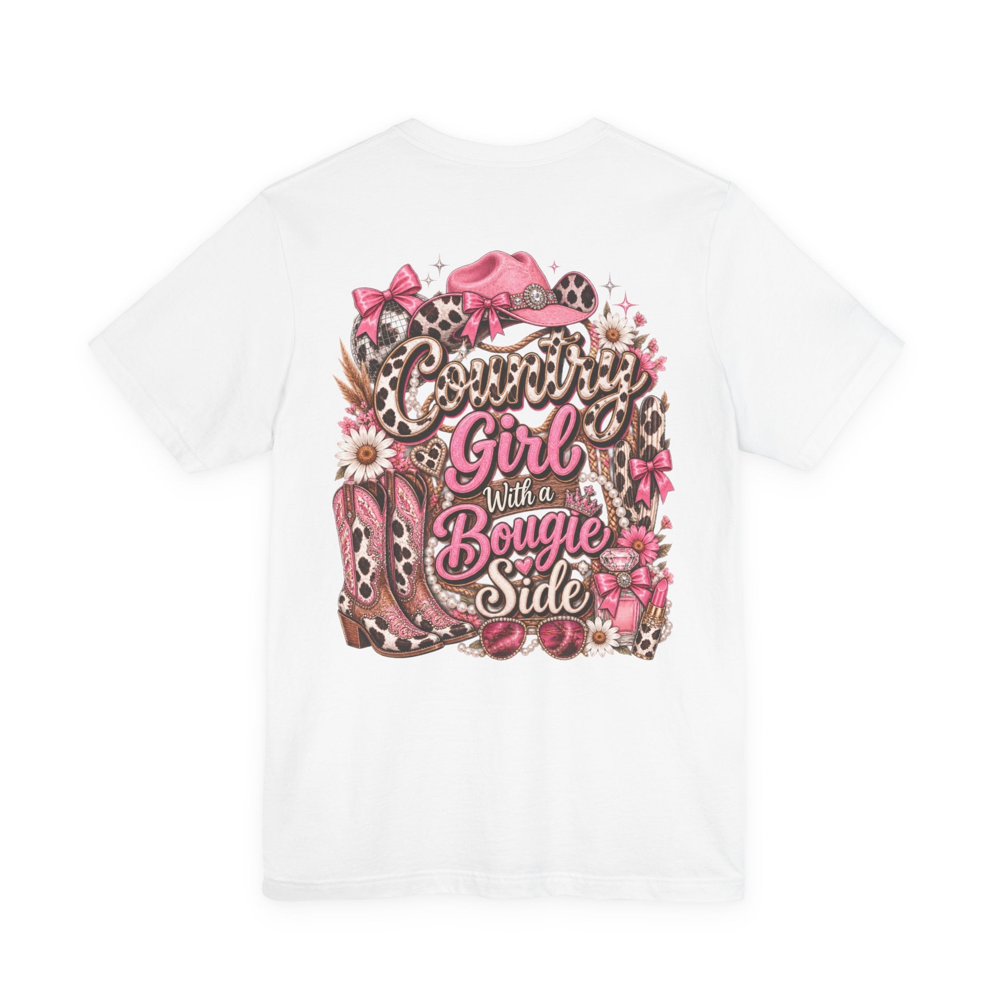 Country Girl Tee — "With a Bougie Side" Western Pink Graphic T-Shirt
