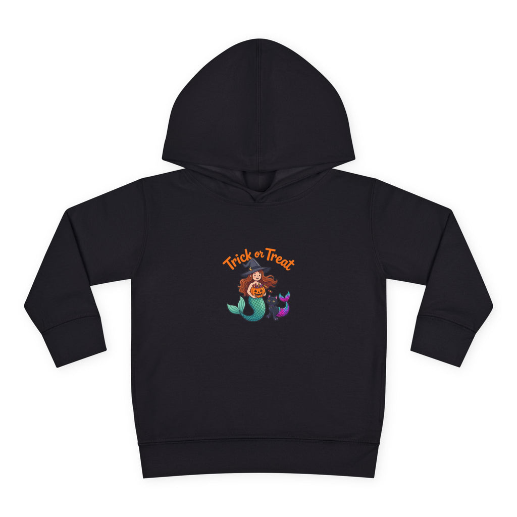 Toddler Halloween Mermaid Hoodie – "Trick or Treat" Witch & Black Cat Pullover