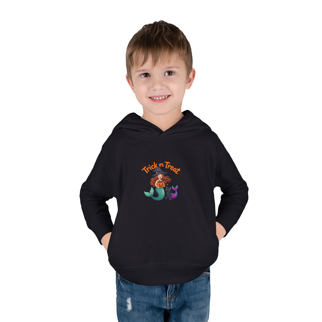 Toddler Halloween Mermaid Hoodie – "Trick or Treat" Witch & Black Cat Pullover