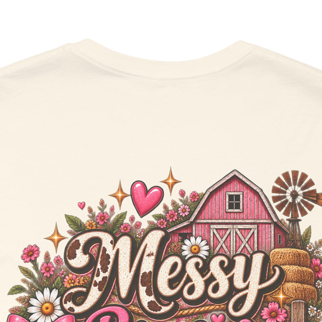 Messy Buns & Barn Runs Tee — Cute Farm Girl Graphic T-Shirt