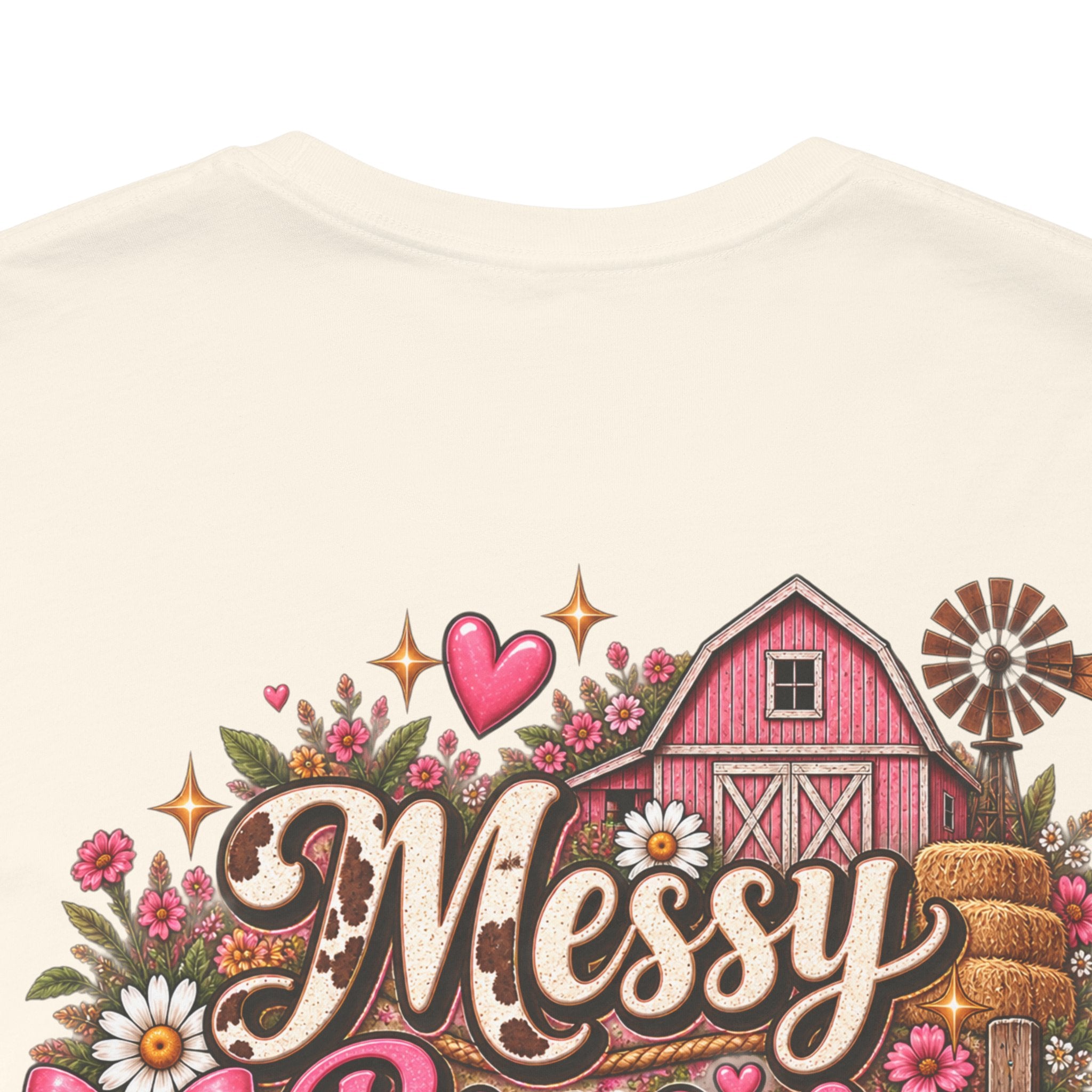 Messy Buns & Barn Runs Tee — Cute Farm Girl Graphic T-Shirt