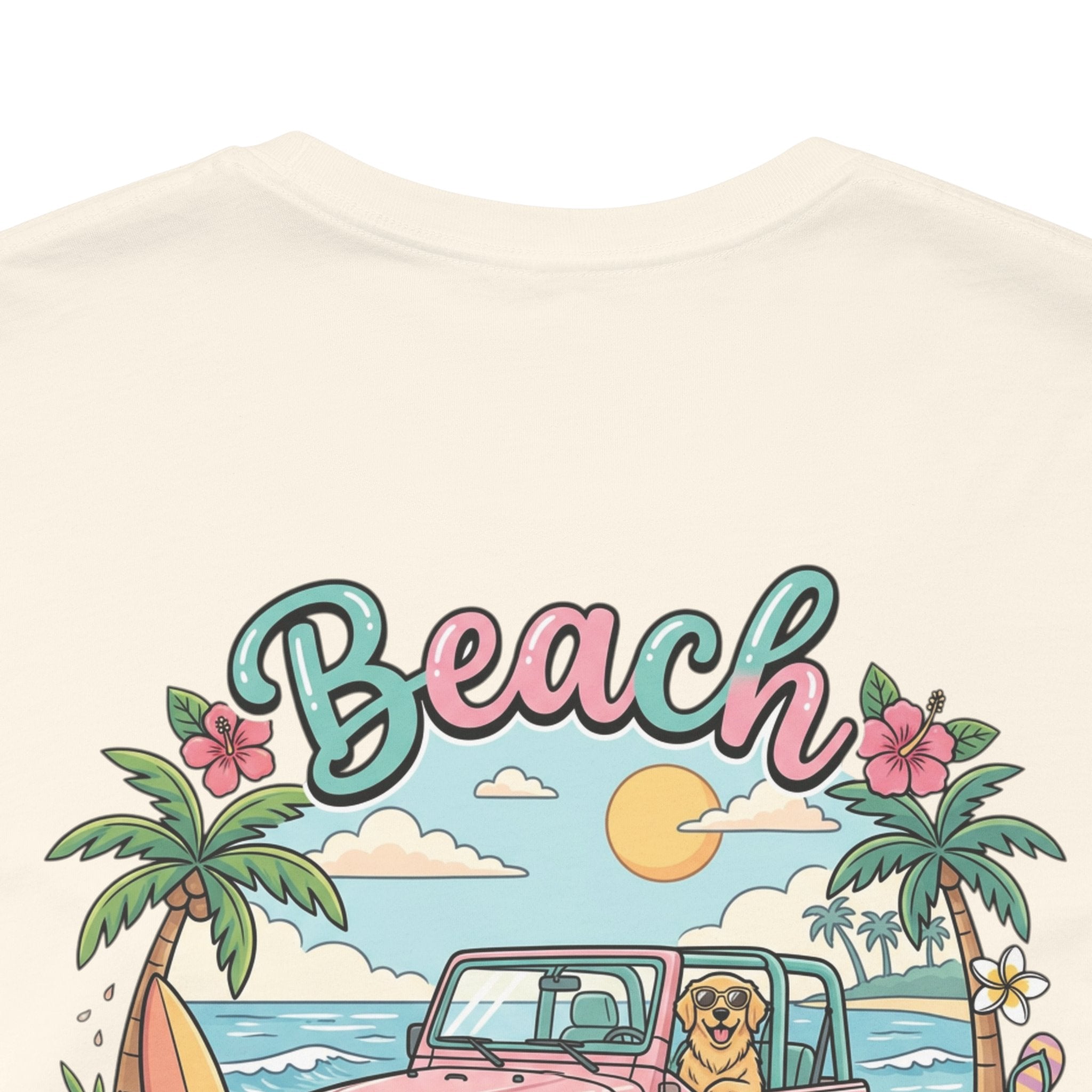 Beach Dog Mom T‑Shirt — Retro Jeep & Palm Tree Graphic
